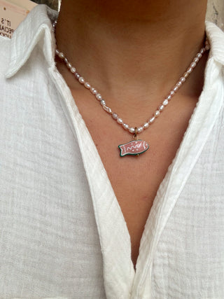 Painted Fish Pearl Necklace - It's Especially Lucky LLC