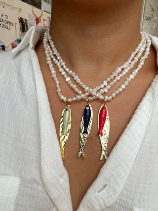 Layered Fish Pearl Necklace - It's Especially Lucky LLC