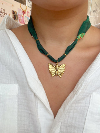 Vintage Mariposa Scarf Necklace - It's Especially Lucky LLC