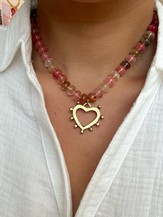 Gemstone Bead Heart Necklace - It's Especially Lucky LLC
