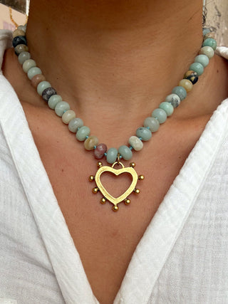 Gemstone Beaded Heart Necklace - It's Especially Lucky LLC