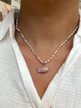 Painted Fish Pearl Necklace - It's Especially Lucky LLC