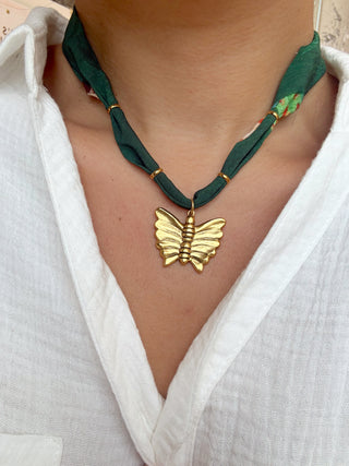 Vintage Mariposa Scarf Necklace - It's Especially Lucky LLC