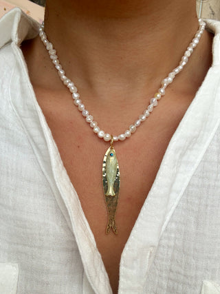 Layered Fish Pearl Necklace - It's Especially Lucky LLC