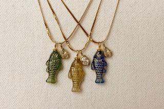 Textured fish necklace