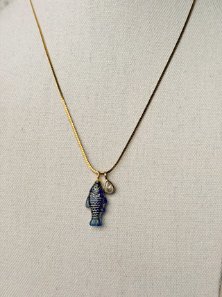 Textured fish necklace