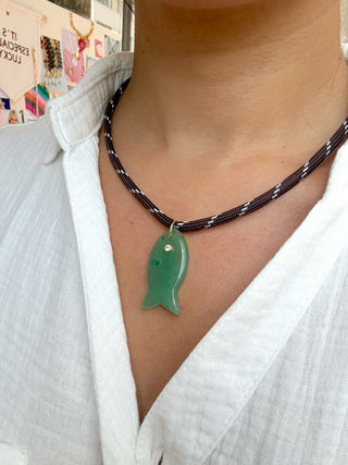 Gemstone Fish Cord Necklace - It's Especially Lucky LLC