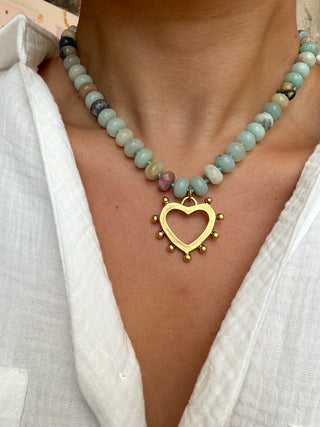 Gemstone Beaded Heart Necklace - It's Especially Lucky LLC