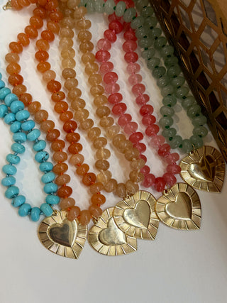 Gemstone Heart Pendant Necklace