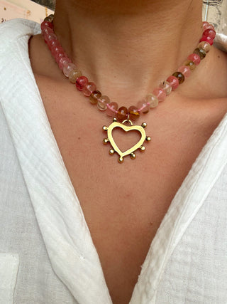 Gemstone Bead Heart Necklace - It's Especially Lucky LLC
