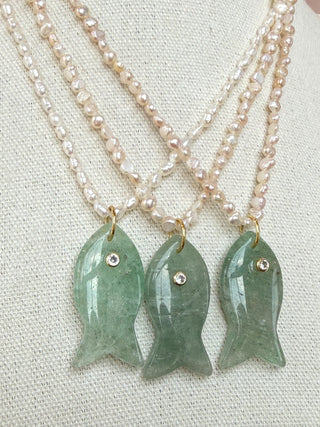 Fish Gem Pearl Necklace - It's Especially Lucky LLC