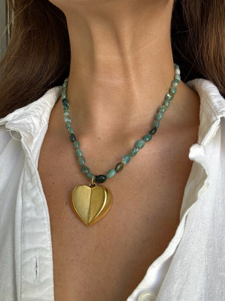 Brass Heart Gem Necklace - It's Especially Lucky LLC