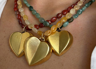 Brass Heart Gem Necklace - It's Especially Lucky LLC