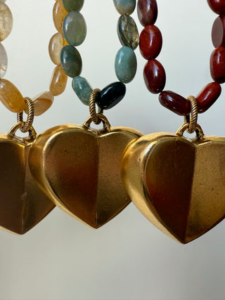 Brass Heart Gem Necklace - It's Especially Lucky LLC