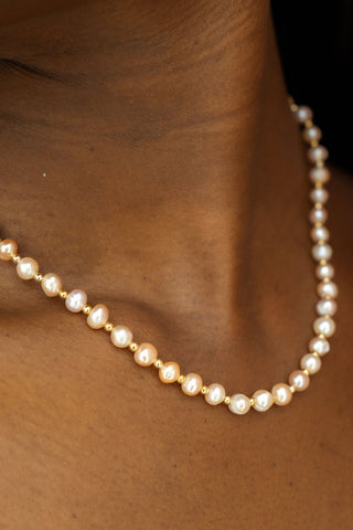 pink gold pearl necklace strand