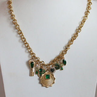 Emerald Key Charm Necklace